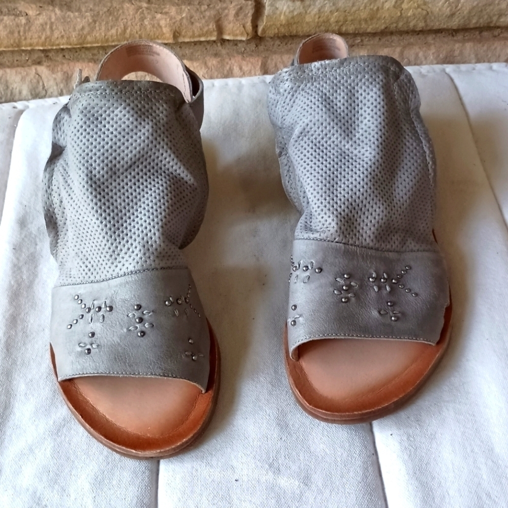 Miz Mooz Gray Leather Women's Sandals_42